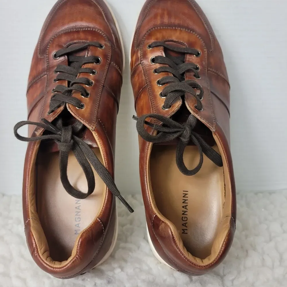 Magnanni Bobbie Men's Sneaker Size 12M Cognac Tabaco Brown Leather Low To